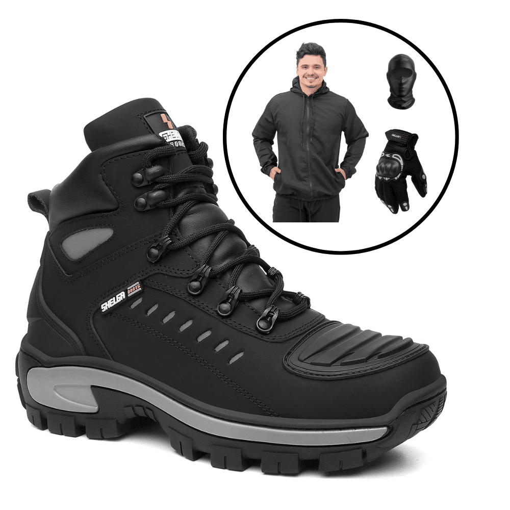Kit Bota Motor + Corta Vento + Luva Fit + Balaclav... - Shelga Boots