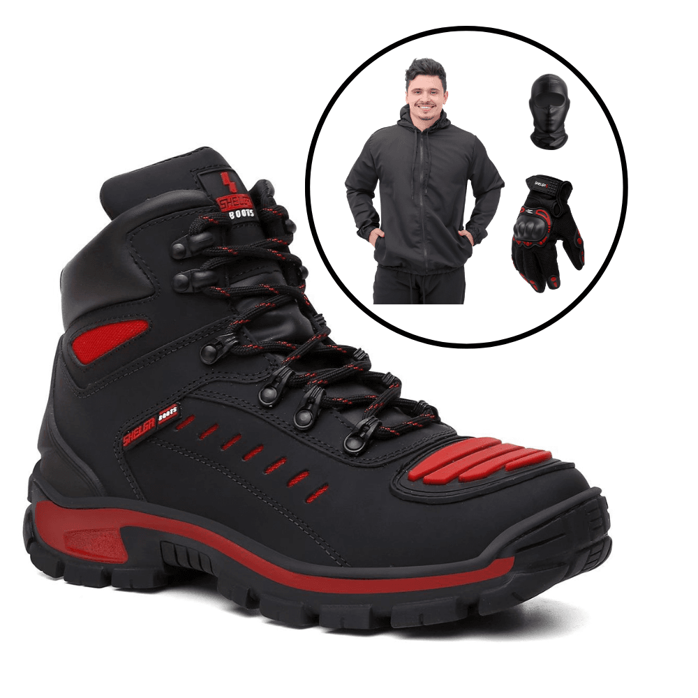 Kit Bota Motor + Corta Vento + Luva Fit + Balaclav... - Shelga Boots
