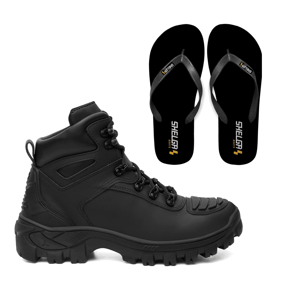 Kit Bota Militar Tática + Chinelo Basic Unissex | ... - Shelga Boots