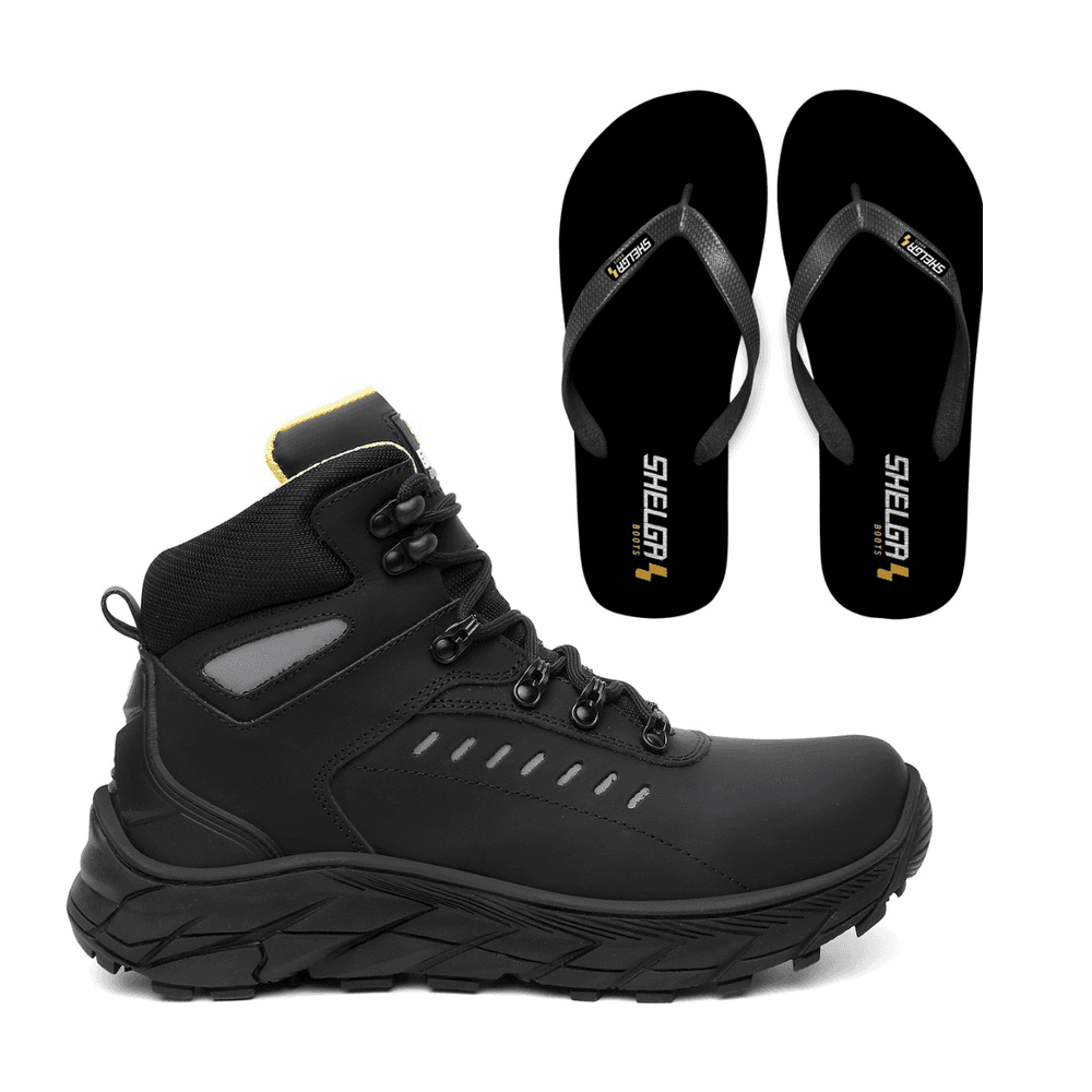 Kit Bota Tracker + Chinelo Basic Unissex| Preto - ... - Shelga Boots