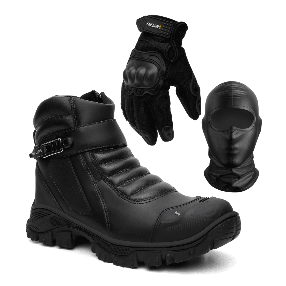 Kit Bota MT + Luva Fit + Balaclava | Preto - CA 52... - Shelga Boots
