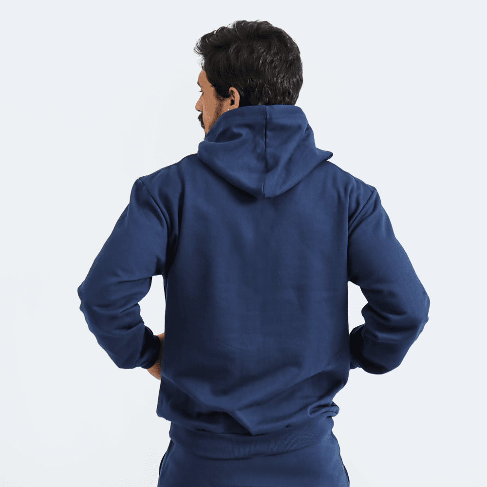 Conjunto de Moletom Calça e Blusa Relaxado Canguru Fechado Ted Masculino -  Preto+Azul