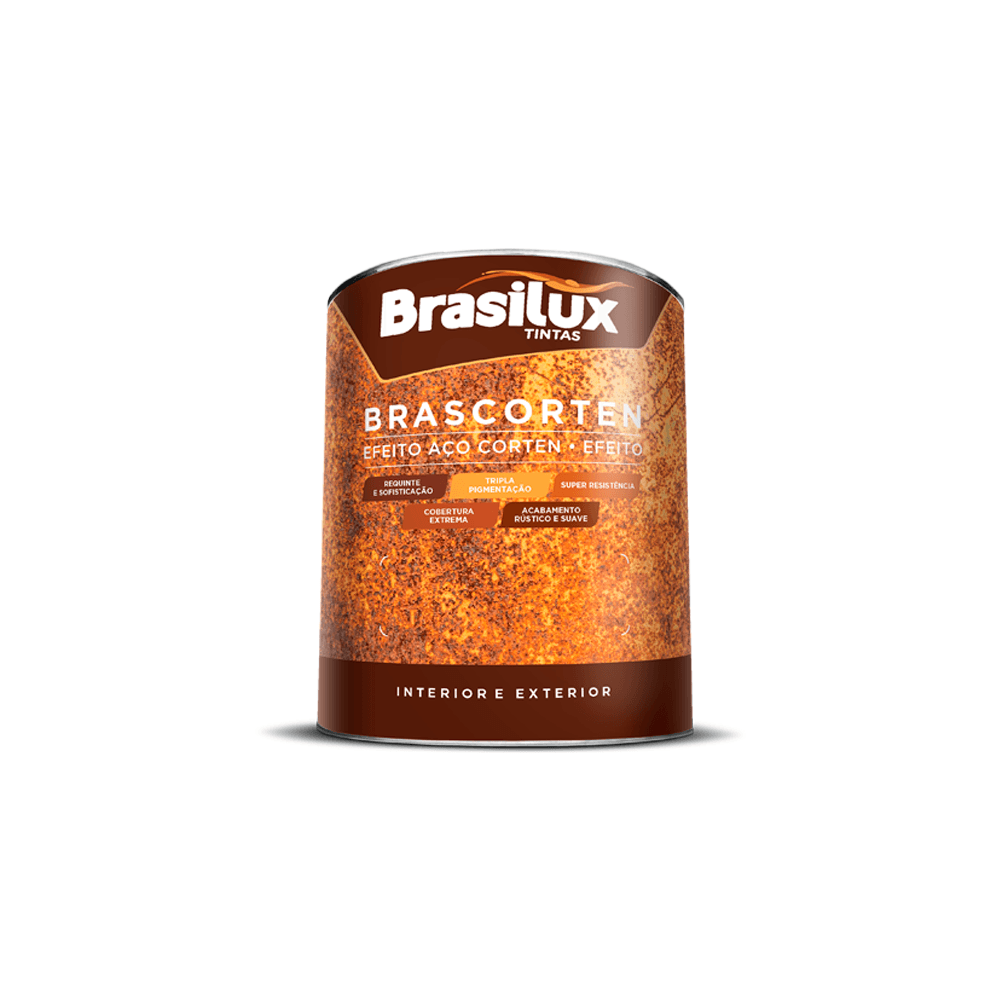 ESMALTE AÇO CORTEN LARANJA EFEITO 900ML BRASCORTEN BRASILUX