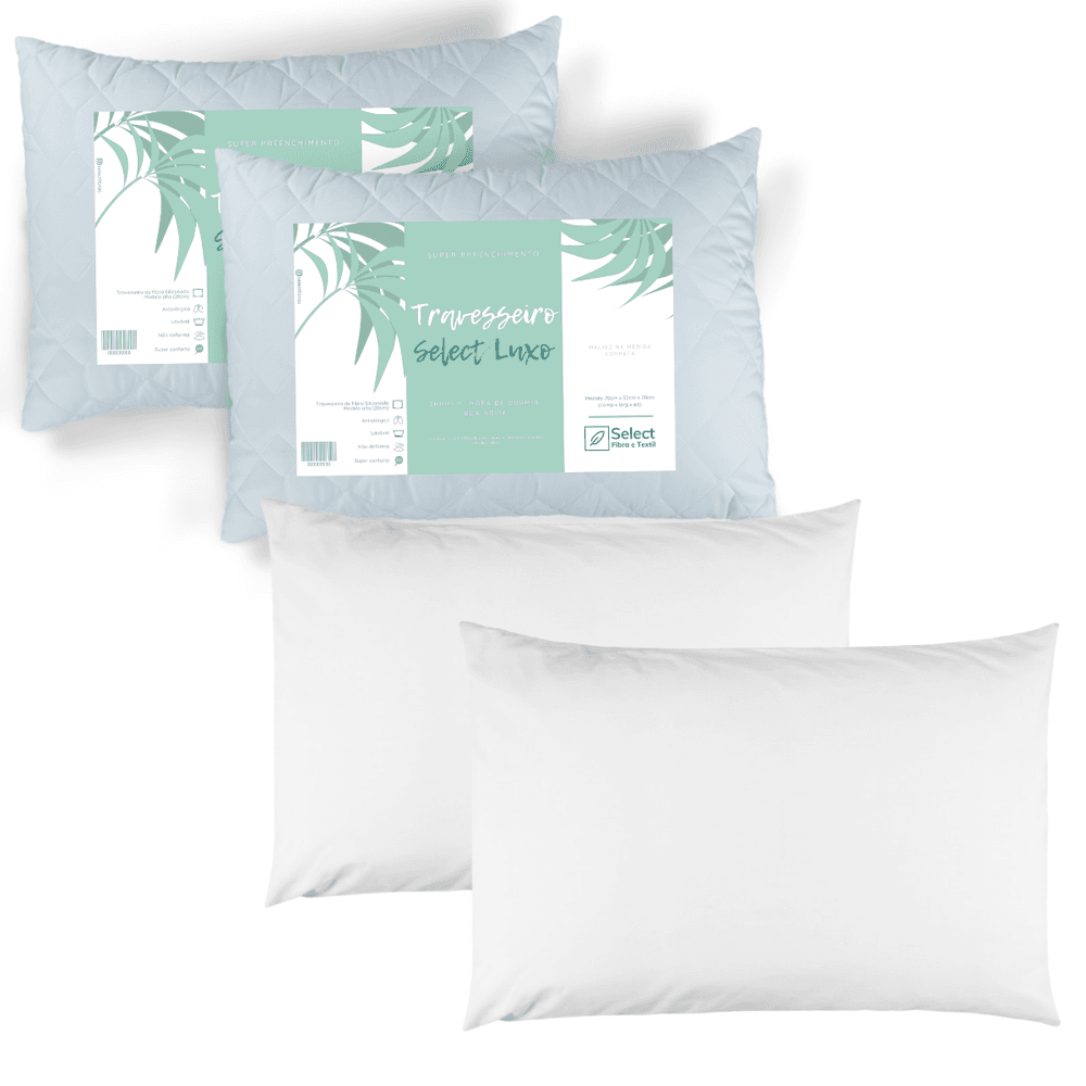 Kit 2 Travesseiros Select Luxo Com 2 Fronhas 100% ... - TRP Loja