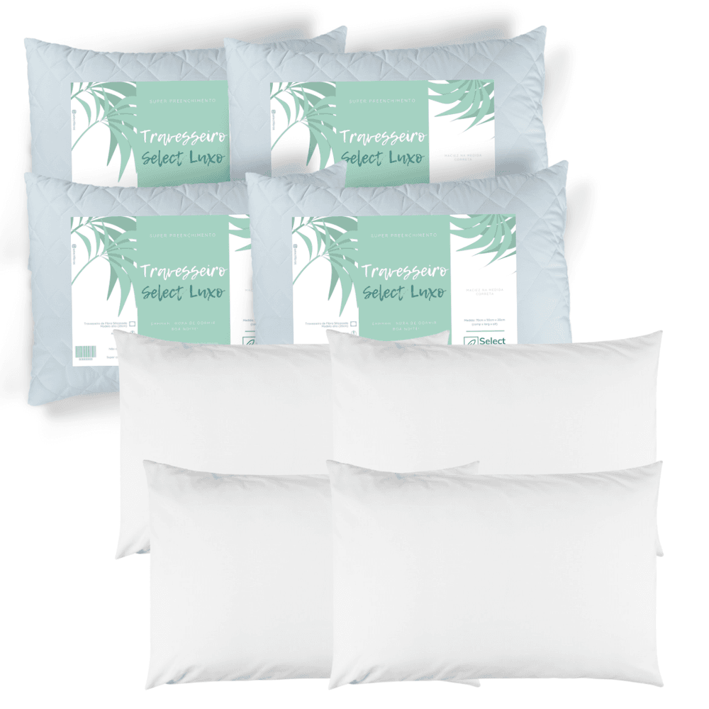 Kit 4 Travesseiros Select Luxo Com 4 Fronhas 100% ... - TRP Loja