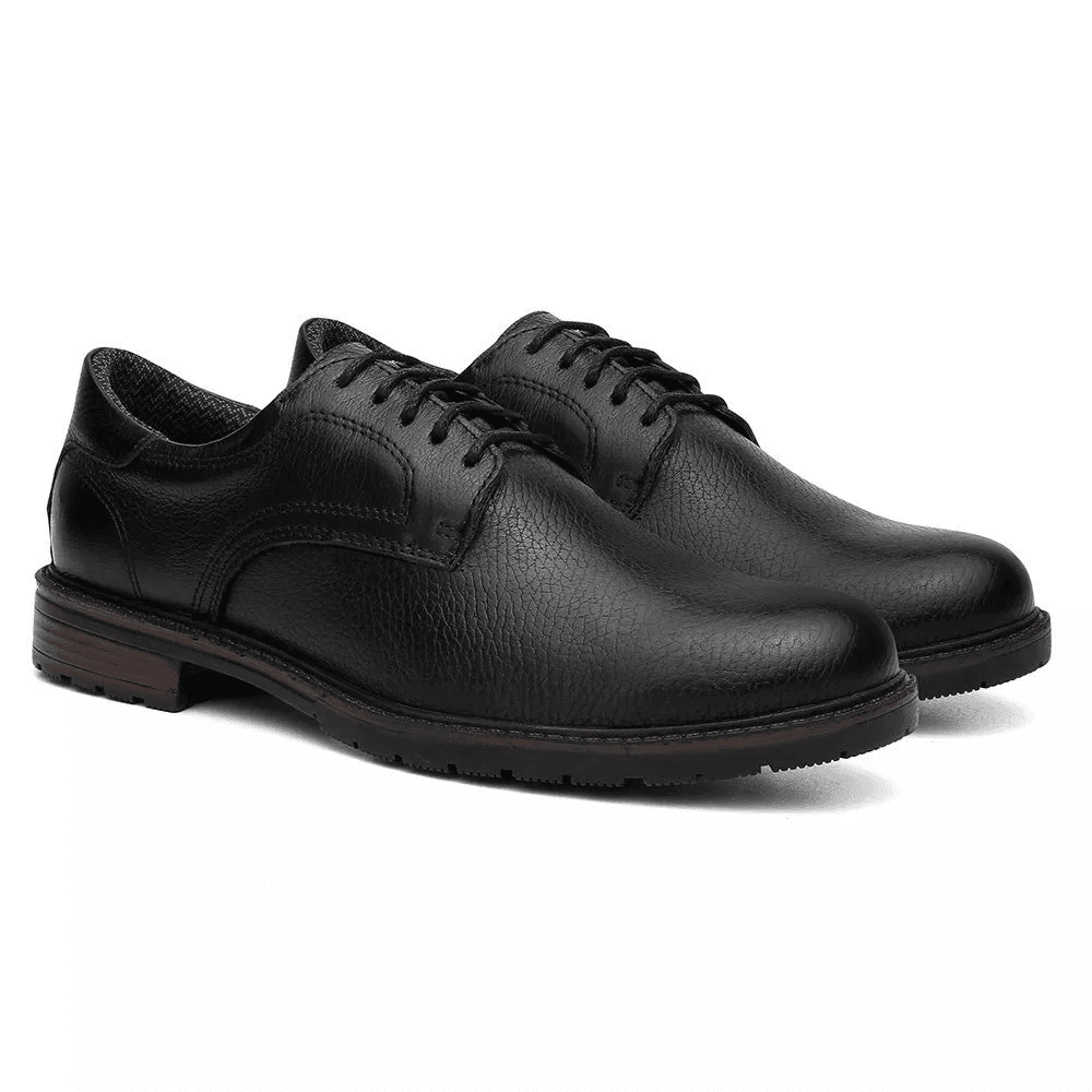 Sapatênis Masculino Oxford Couro Legítimo Preto 