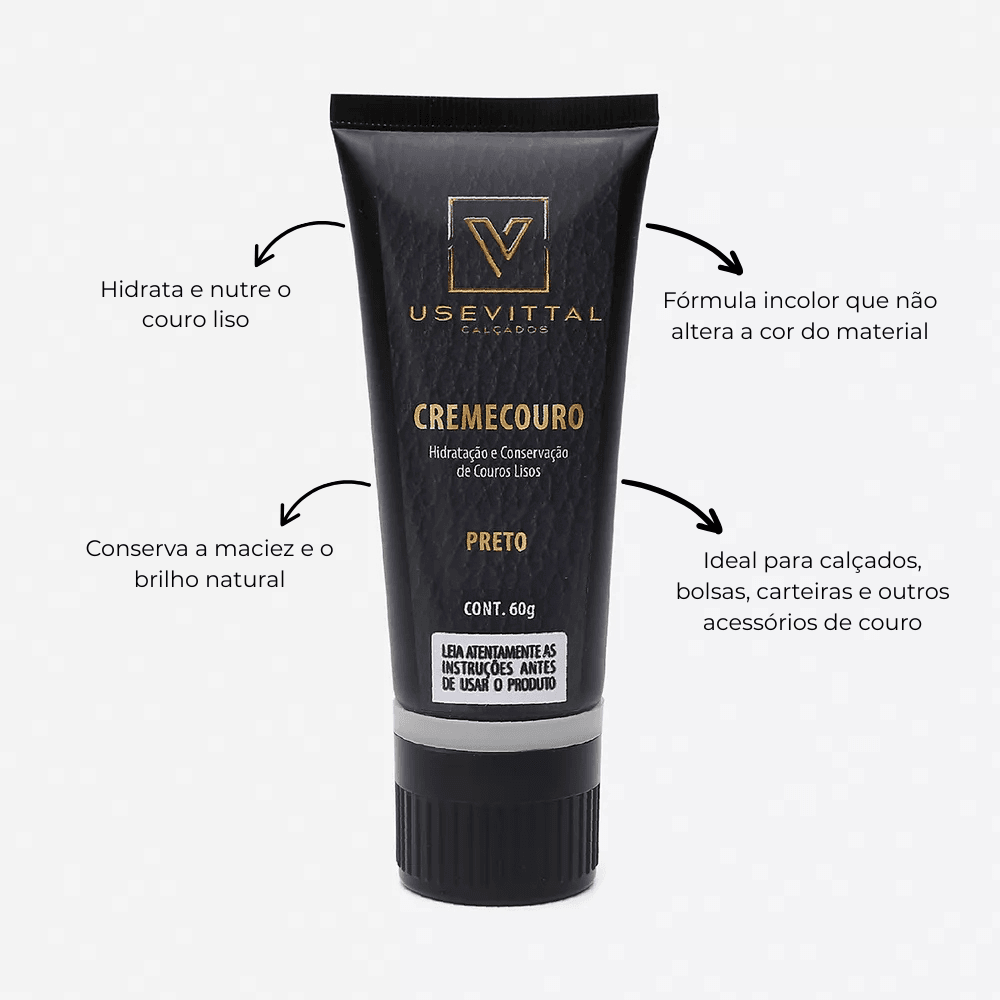 Creme Para Couro Lustrável Vittal Preto