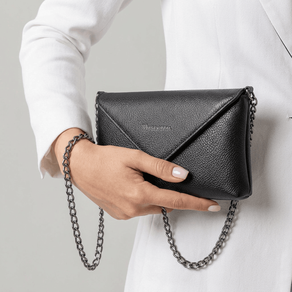 Bolsa Vittal Eloá em Couro Legítimo Preta