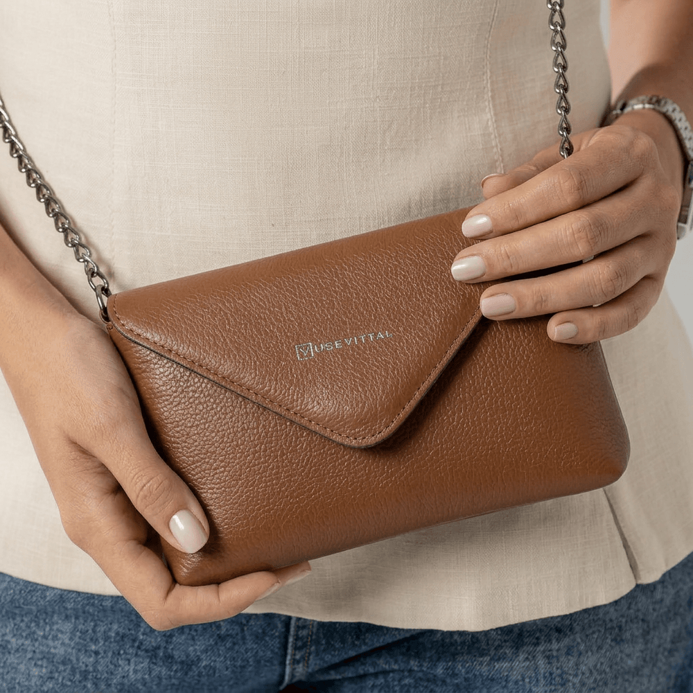 Bolsa Vittal Eloá em Couro Legítimo Caramelo