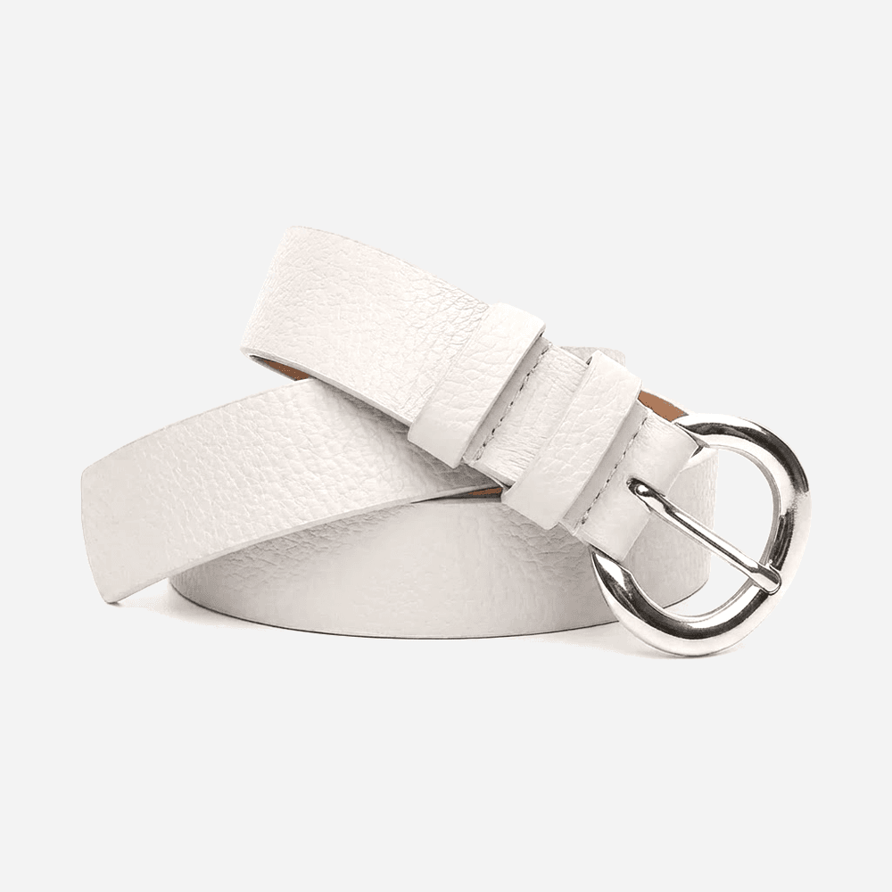 Cinto Feminino Vittal Gabi Couro OffWhite Fivela de Pino