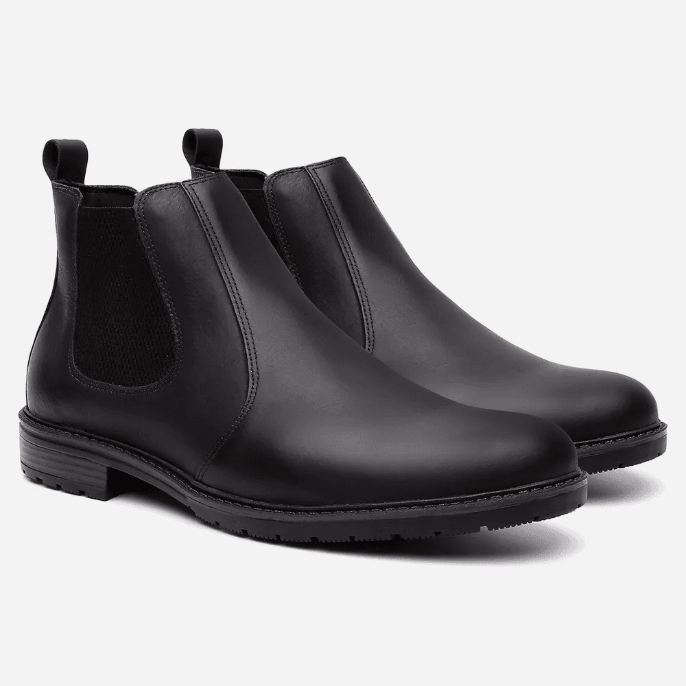 Botina Masculina em Couro Legítimo Crazy Preto