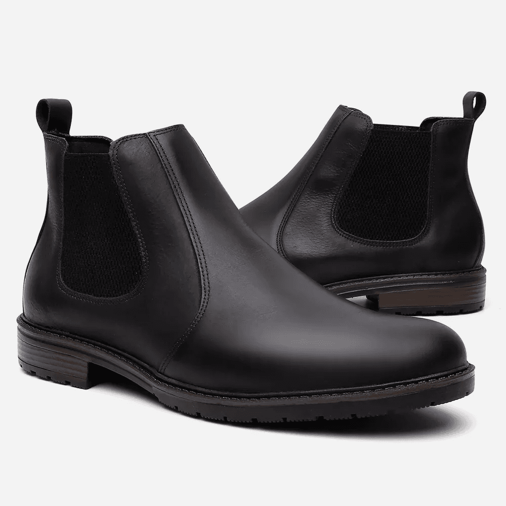 Botina Masculina em Couro Legítimo Crazy Preto
