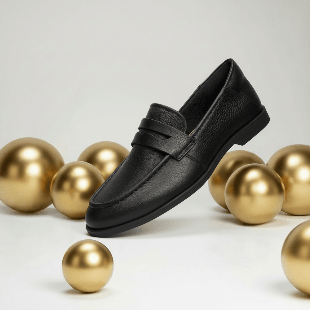 Mocassim Feminino Vittal Gia em Couro Legítimo Preto Olho de Gato