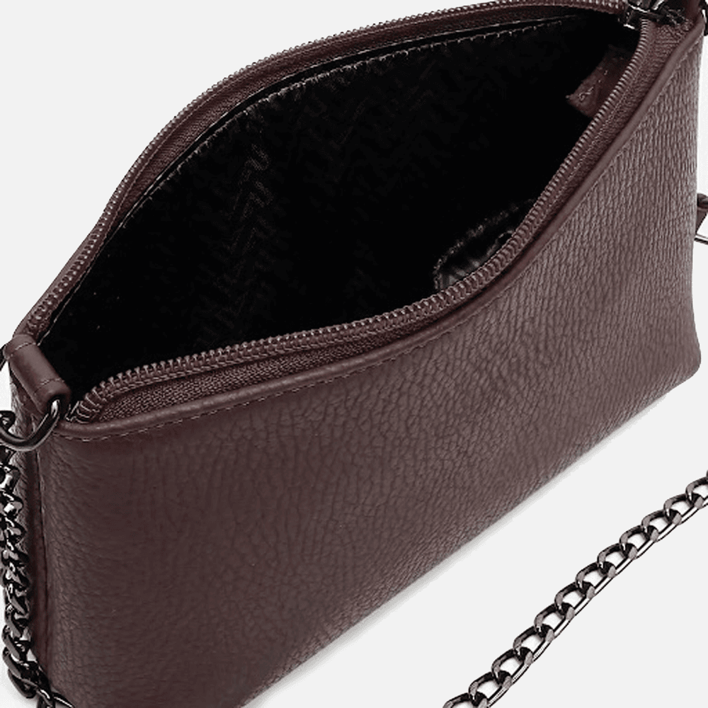 Bolsa Feminina Vittal Clutch Annelise em Couro Legitimo Bordo Alça Corrente
