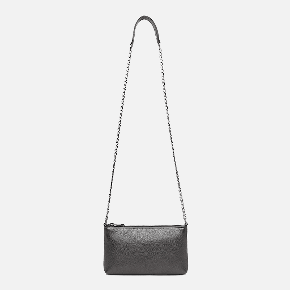 Bolsa Feminina Vittal Clutch Annelise em Couro Legitimo Onix Alça Corrente