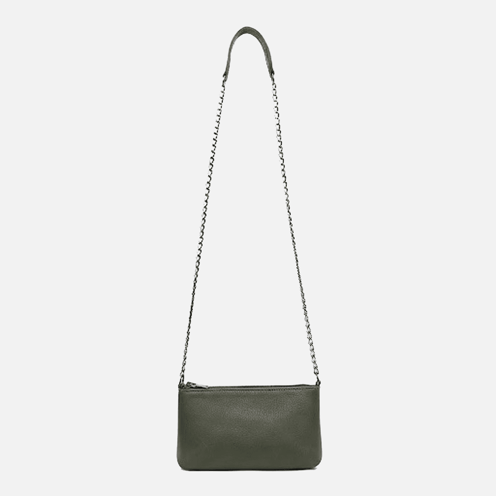 Bolsa Feminina Vittal Clutch Annelise em Couro Legitimo Verde Alça Corrente