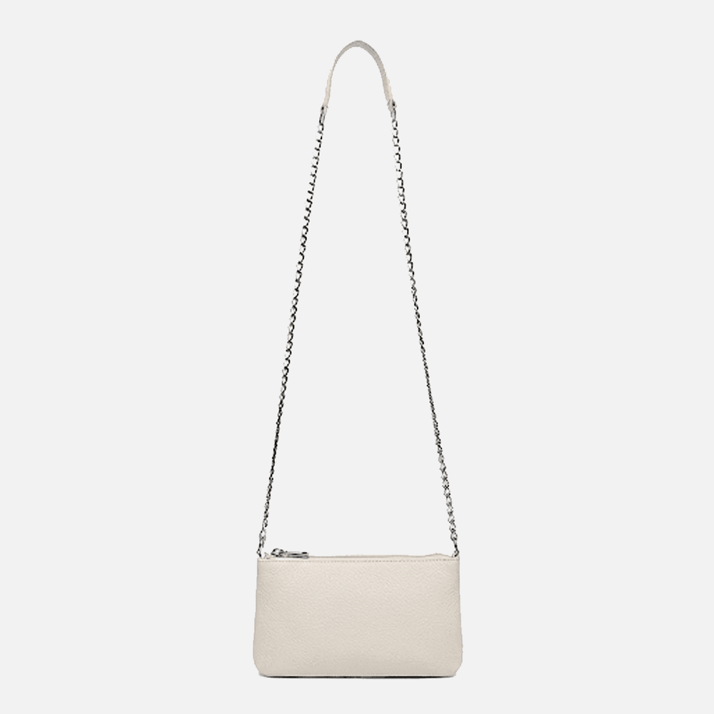 Bolsa Feminina Vittal Clutch Annelise em Couro Legitimo OffWhite Alça Corrente