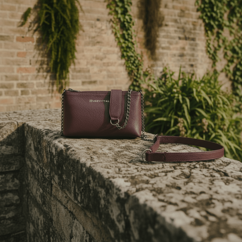 Bolsa Feminina Vittal Clutch Annelise em Couro Legitimo Bordo Alça Corrente