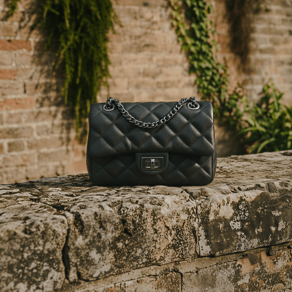 Bolsa Feminina de Couro Legítimo Preto Vittal Cecilia