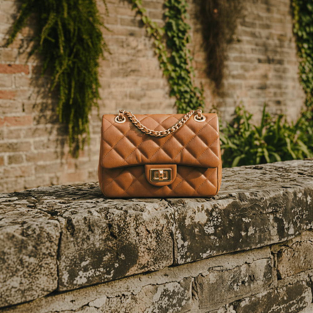 Bolsa Feminina de Couro Legítimo Caramelo Vittal Cecilia