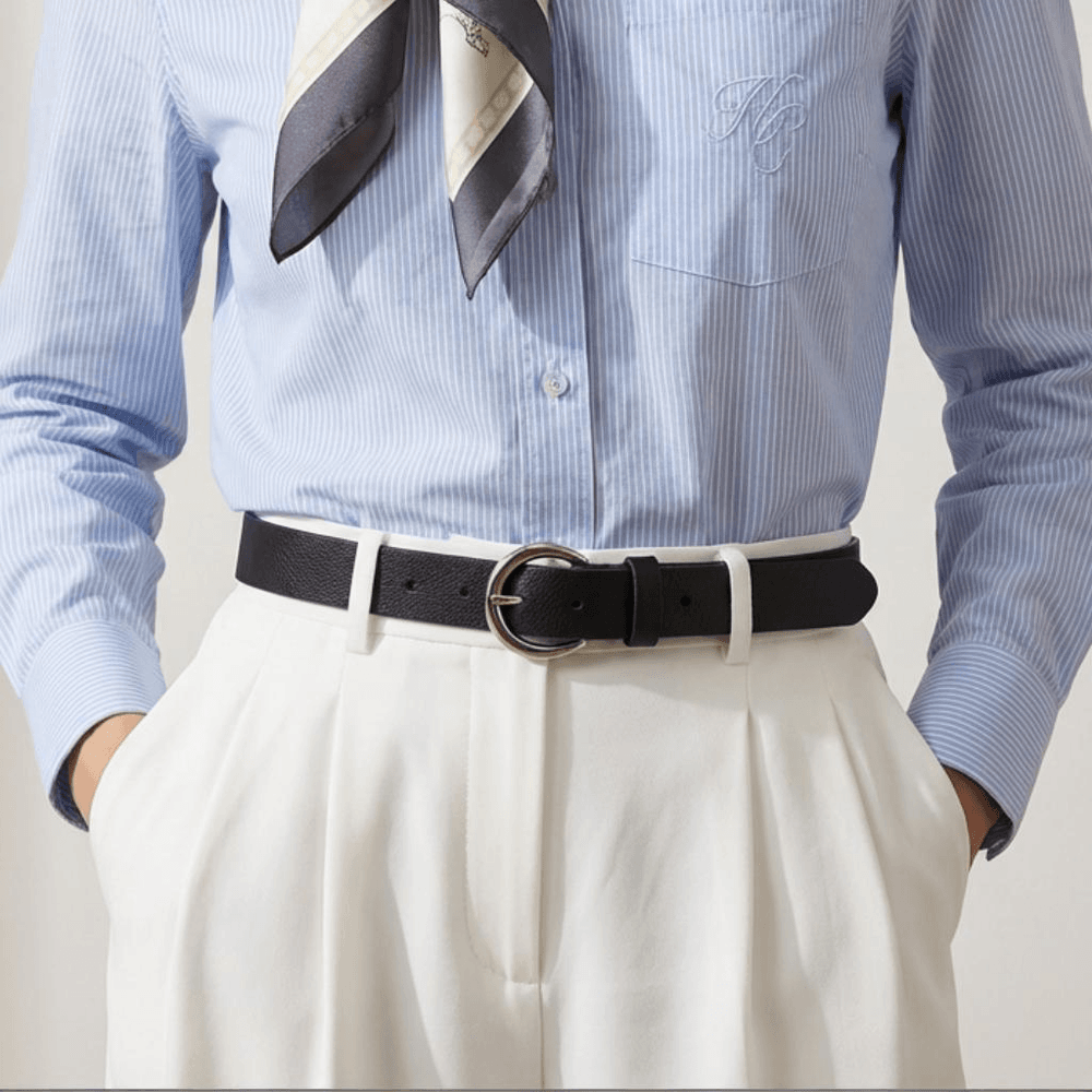 Cinto Feminino Vittal Gabi Couro Preto Fivela de Pino