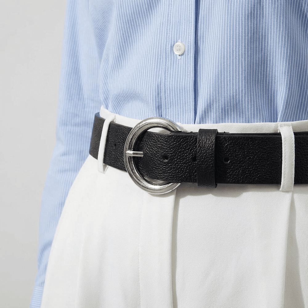 Cinto Feminino Vittal Gabi Couro Preto Fivela de Pino