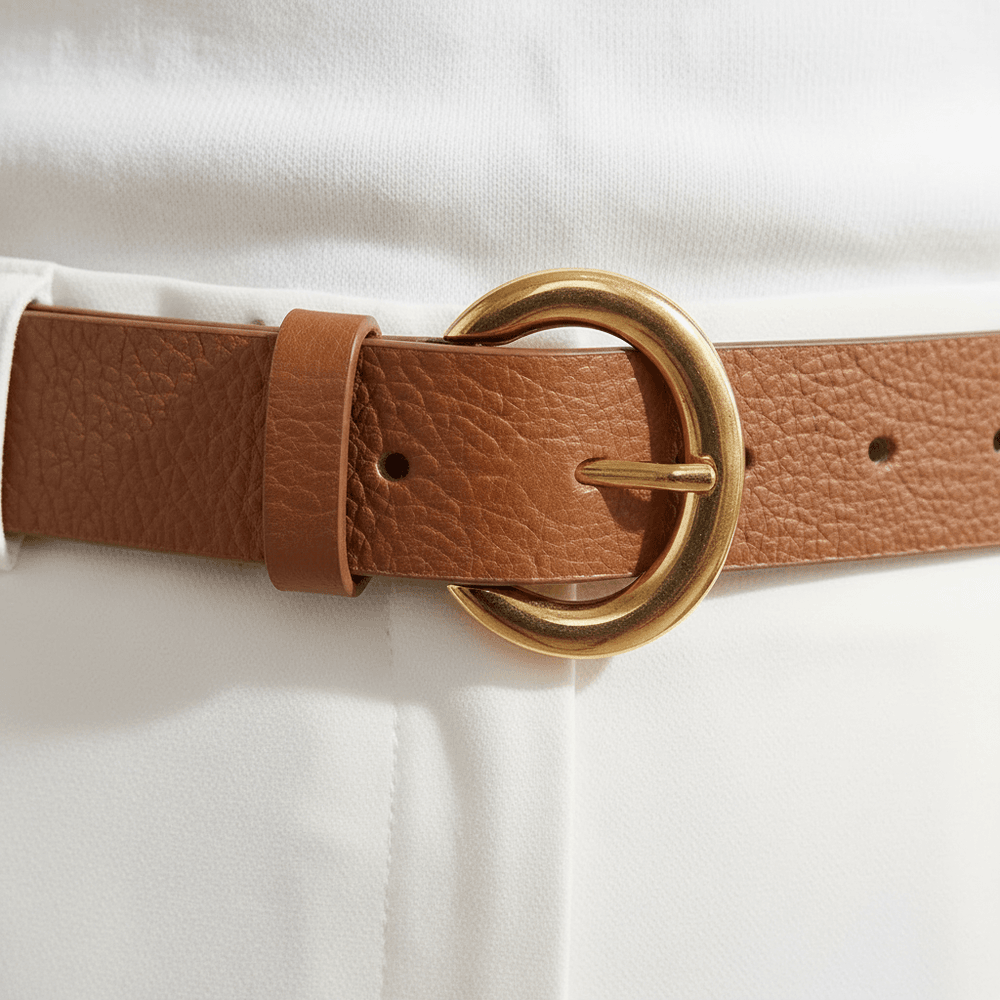 Cinto Feminino Vittal Gabi Couro Caramelo Fivela de Pino