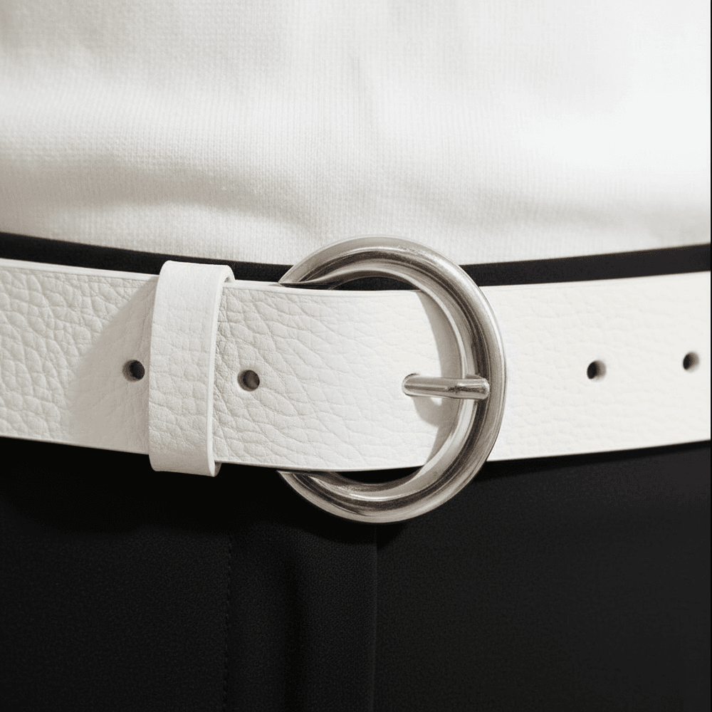 Cinto Feminino Vittal Gabi Couro OffWhite Fivela de Pino