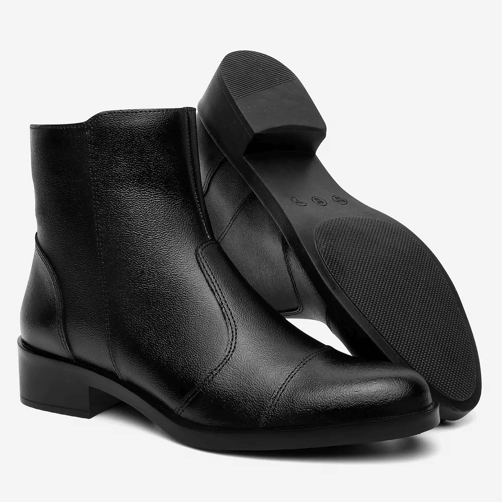 Bota Feminina Vittal Sofia em Couro Legitimo Cano Curto e Zíper