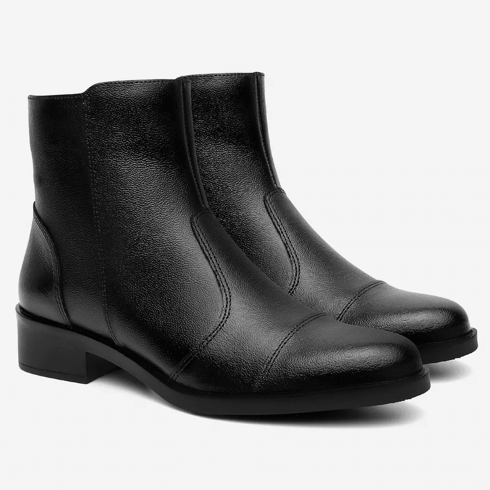 Bota Feminina Vittal Sofia em Couro Legitimo Cano Curto e Zíper