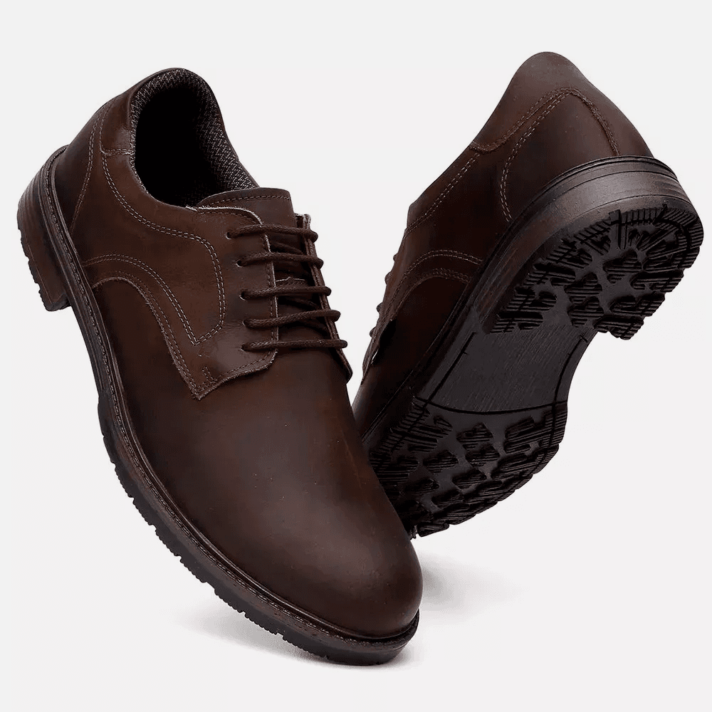 Sapatênis Masculino Oxford Couro Legítimo Café 