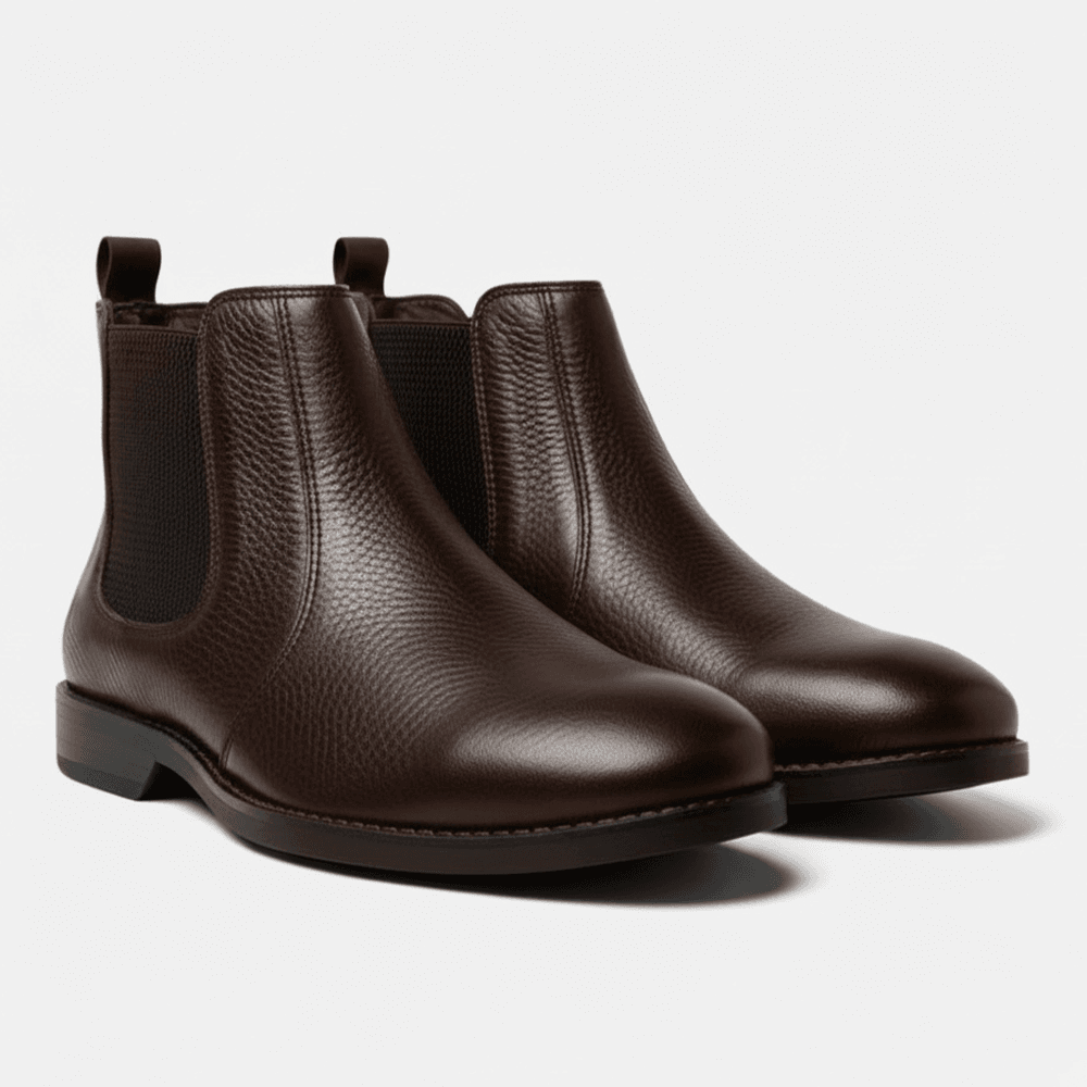 Bota Masculina Chelsea London Vittal em Couro Legítimo Café