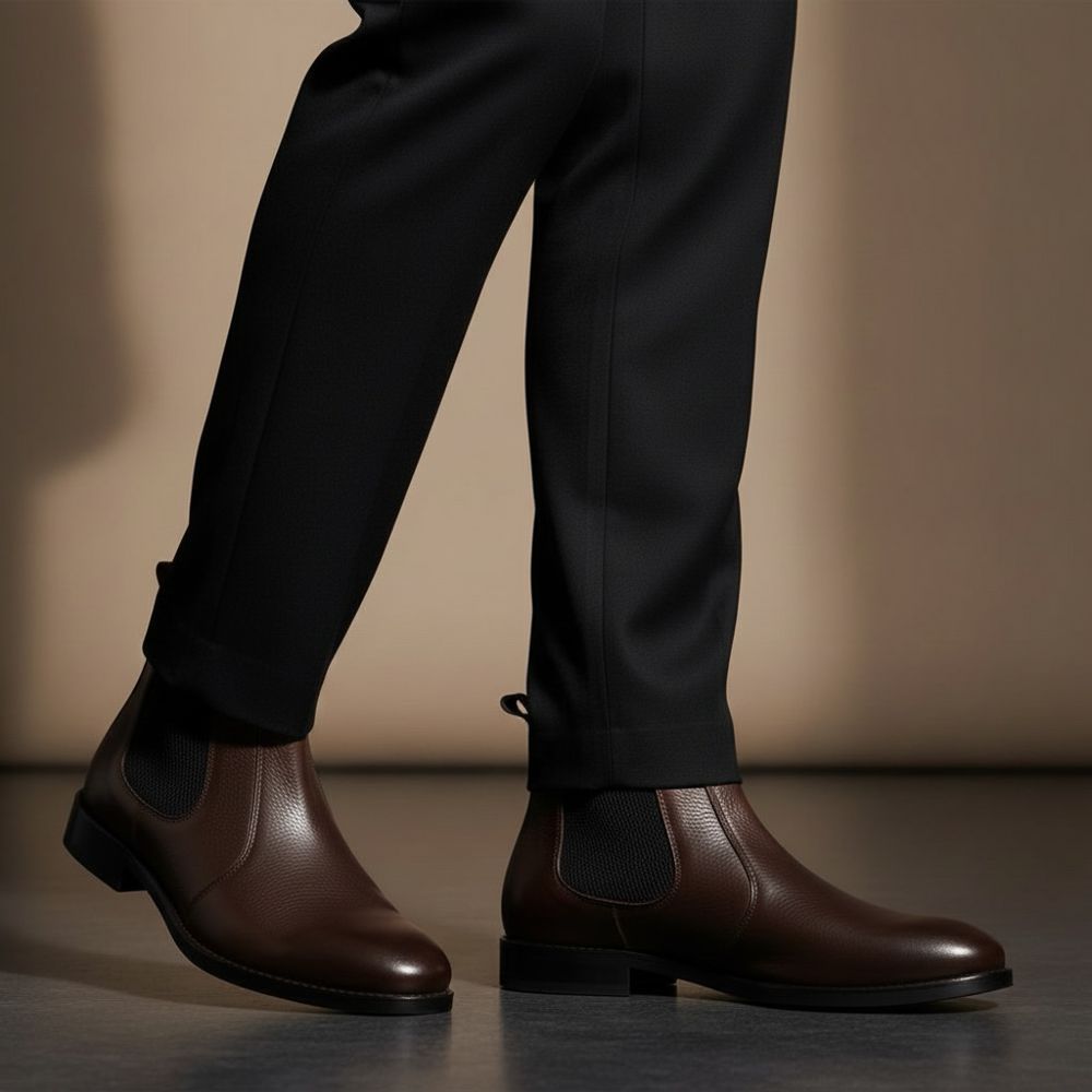 Bota Masculina Chelsea London Vittal em Couro Legítimo Café