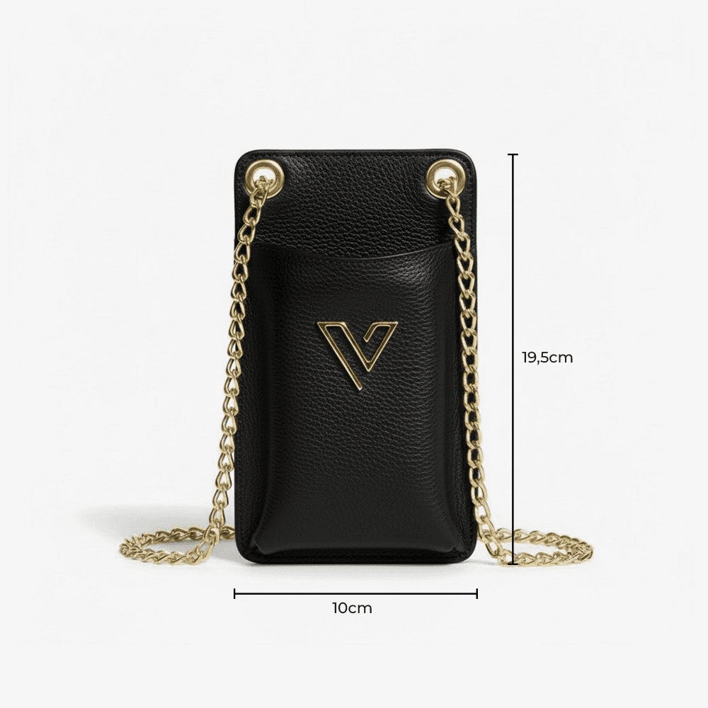 Porta Celular Vittal Kátia em Couro Preto