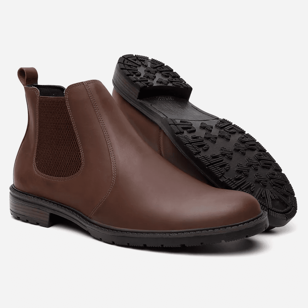 Botina Masculina em Couro Legítimo Crazy Marrom