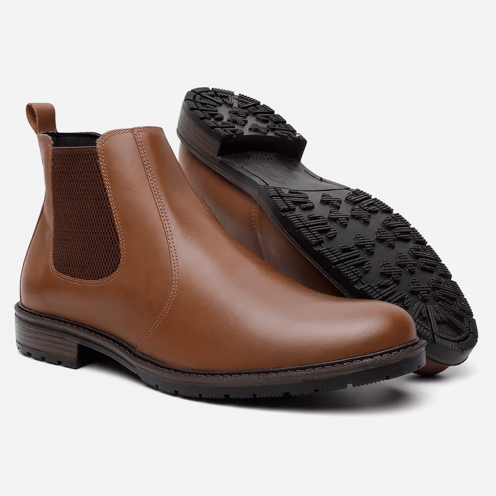 Botina Masculina em Couro Legítimo Crazy Caramelo