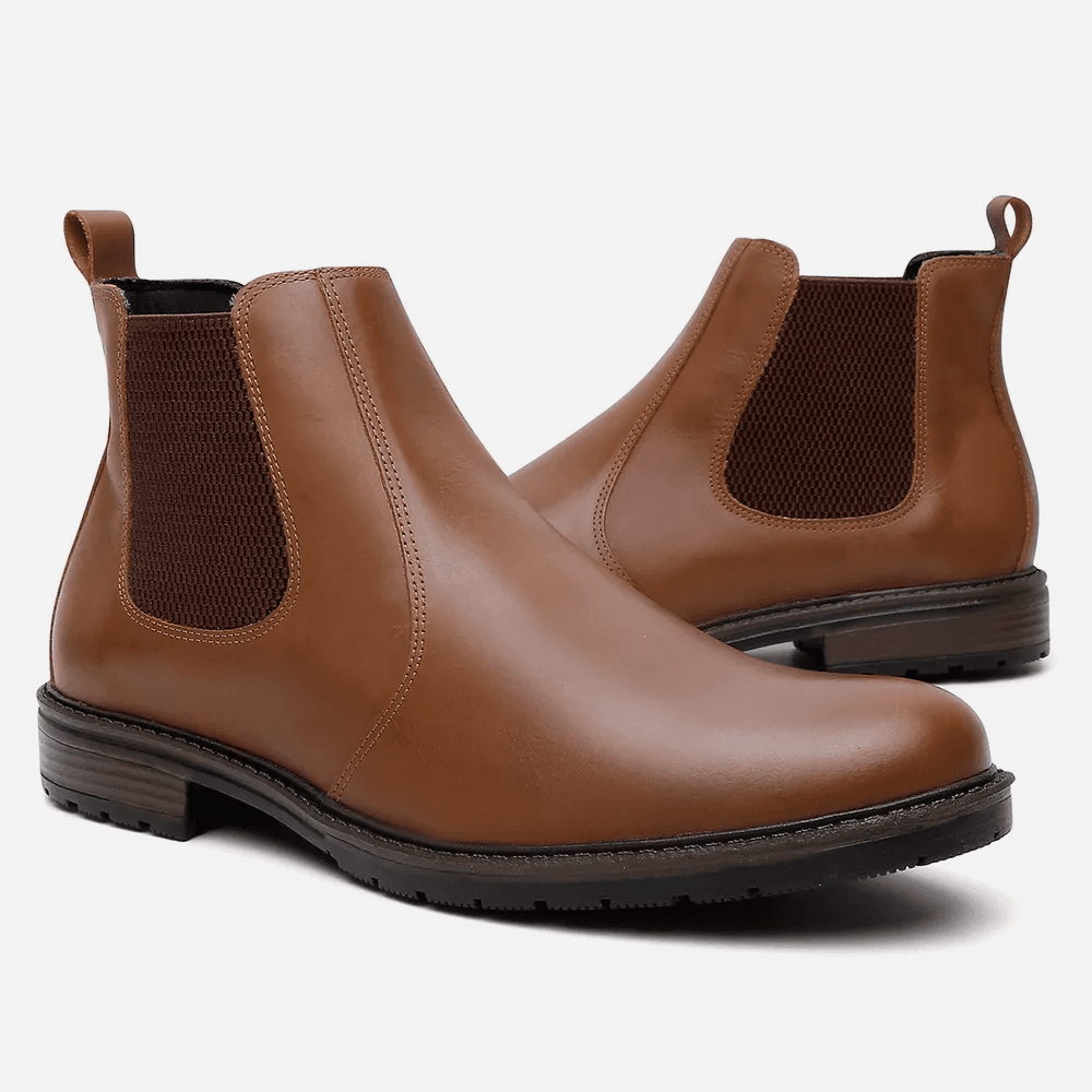 Botina Masculina em Couro Legítimo Crazy Caramelo