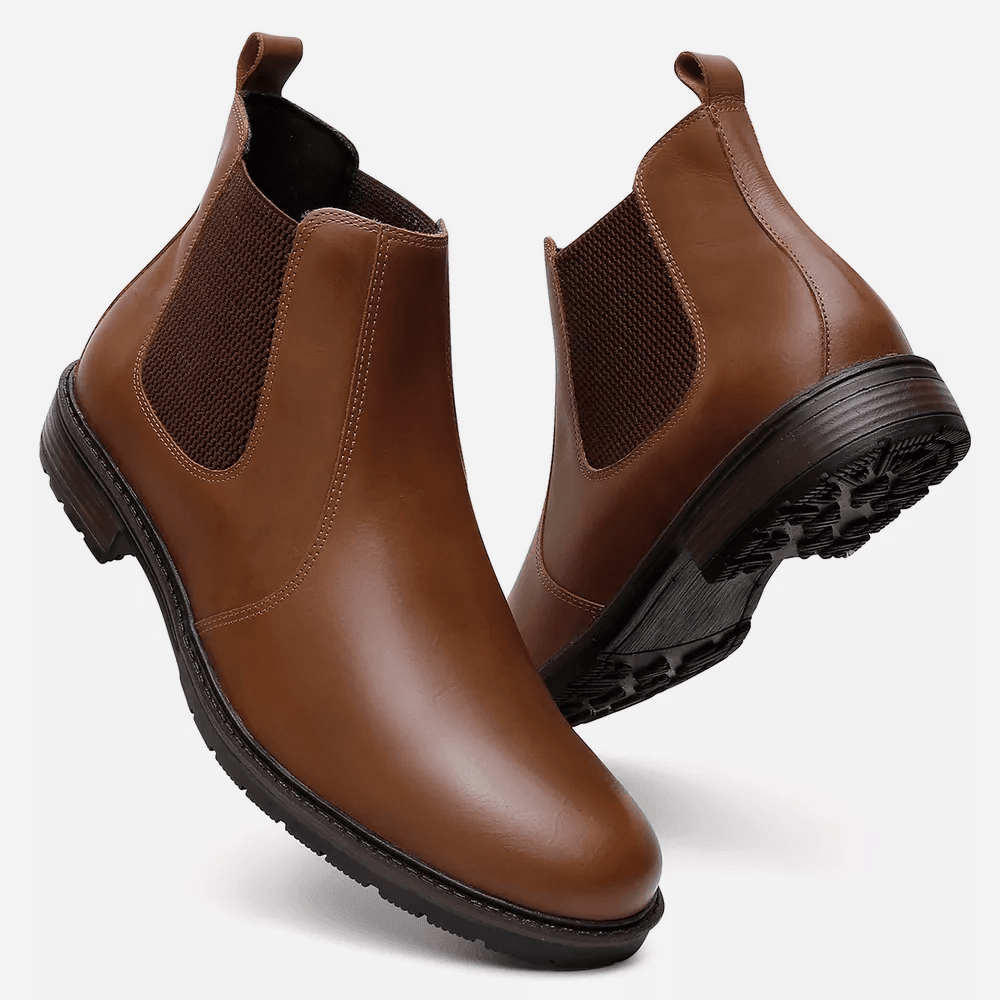 Botina Masculina em Couro Legítimo Crazy Caramelo