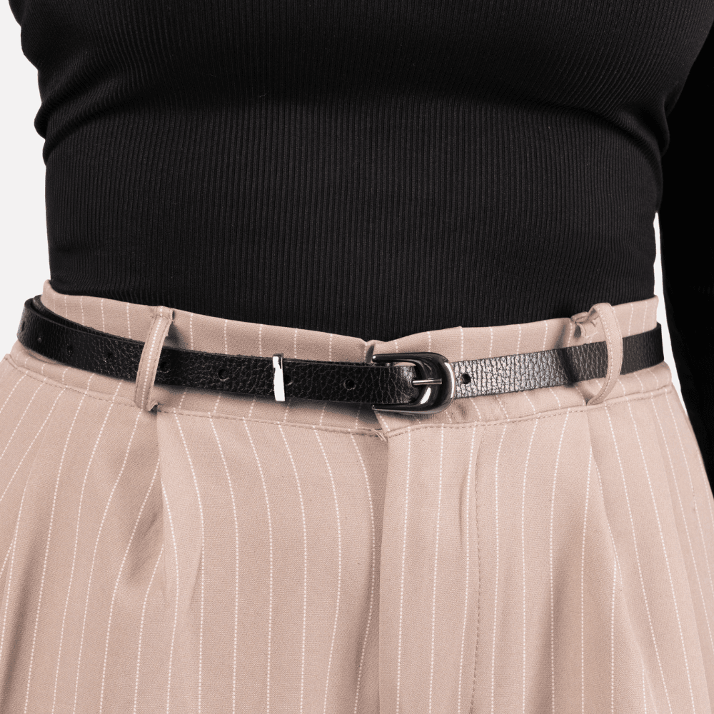 Cinto Feminino Vittal Lia Couro Preto Fivela de Pino 