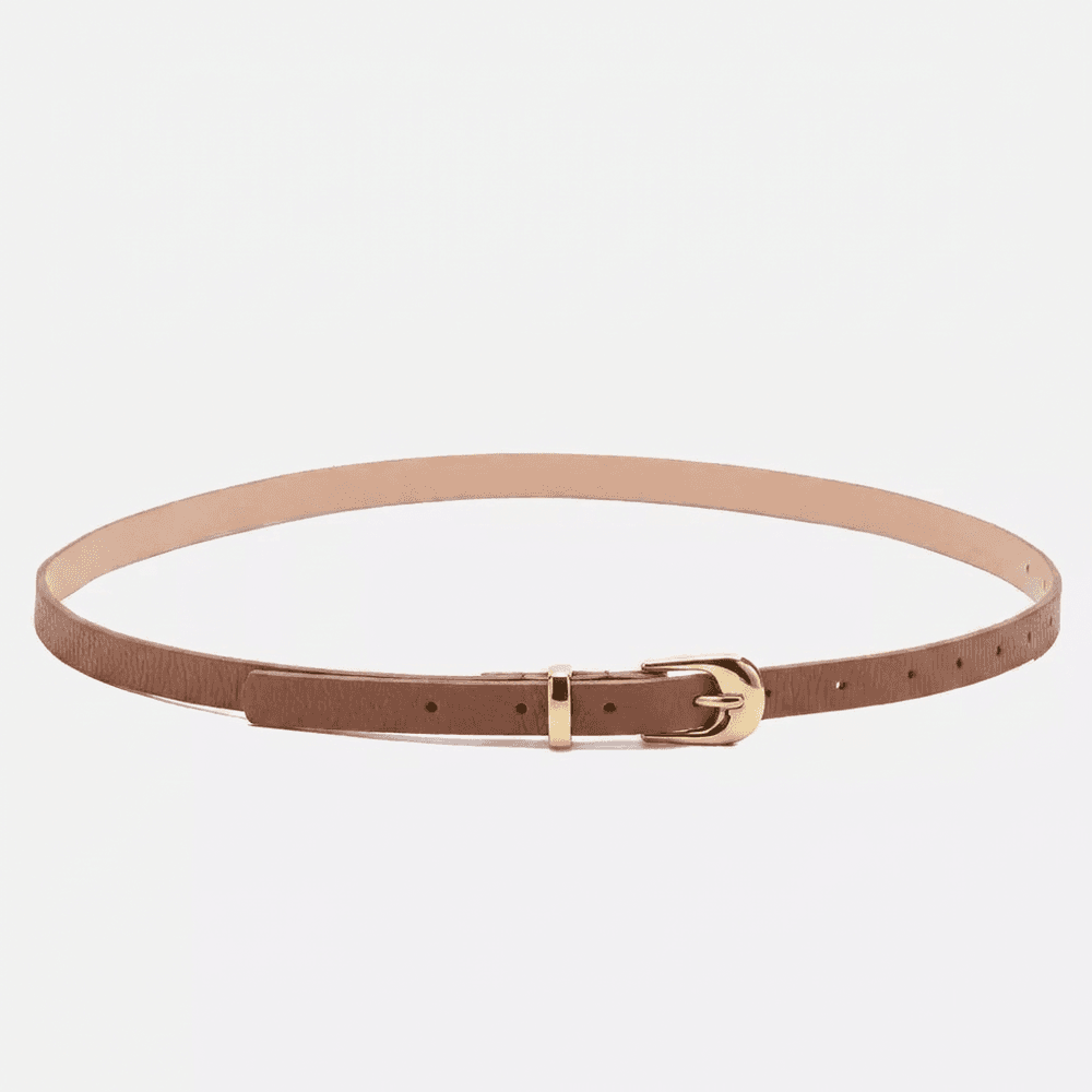 Cinto Feminino Vittal Lia Couro Caramelo Fivela de Pino