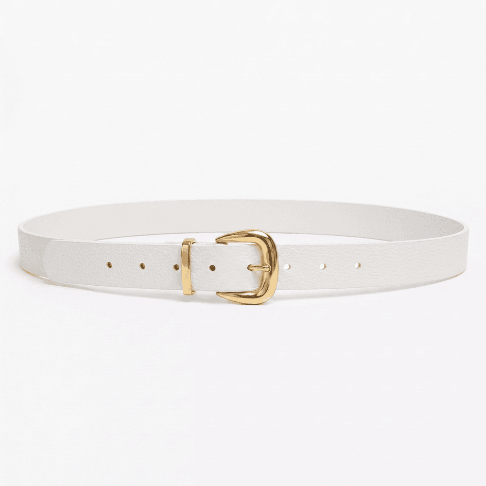 Cinto Feminino Vittal Gabi Couro OffWhite Fivela de Pino