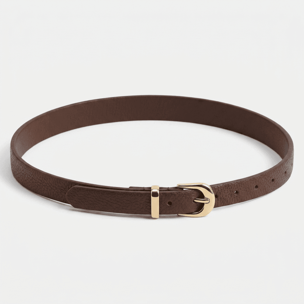 Cinto Feminino Vittal Lia Couro Café Fivela de Pino 