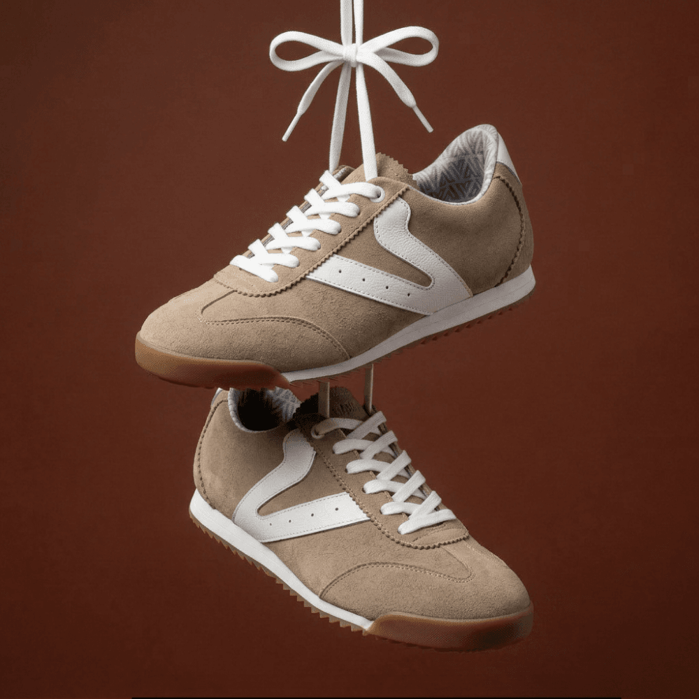 Tênis Feminino Couro Legítimo Naomi Areia Casual Vittal Clássico Retrô