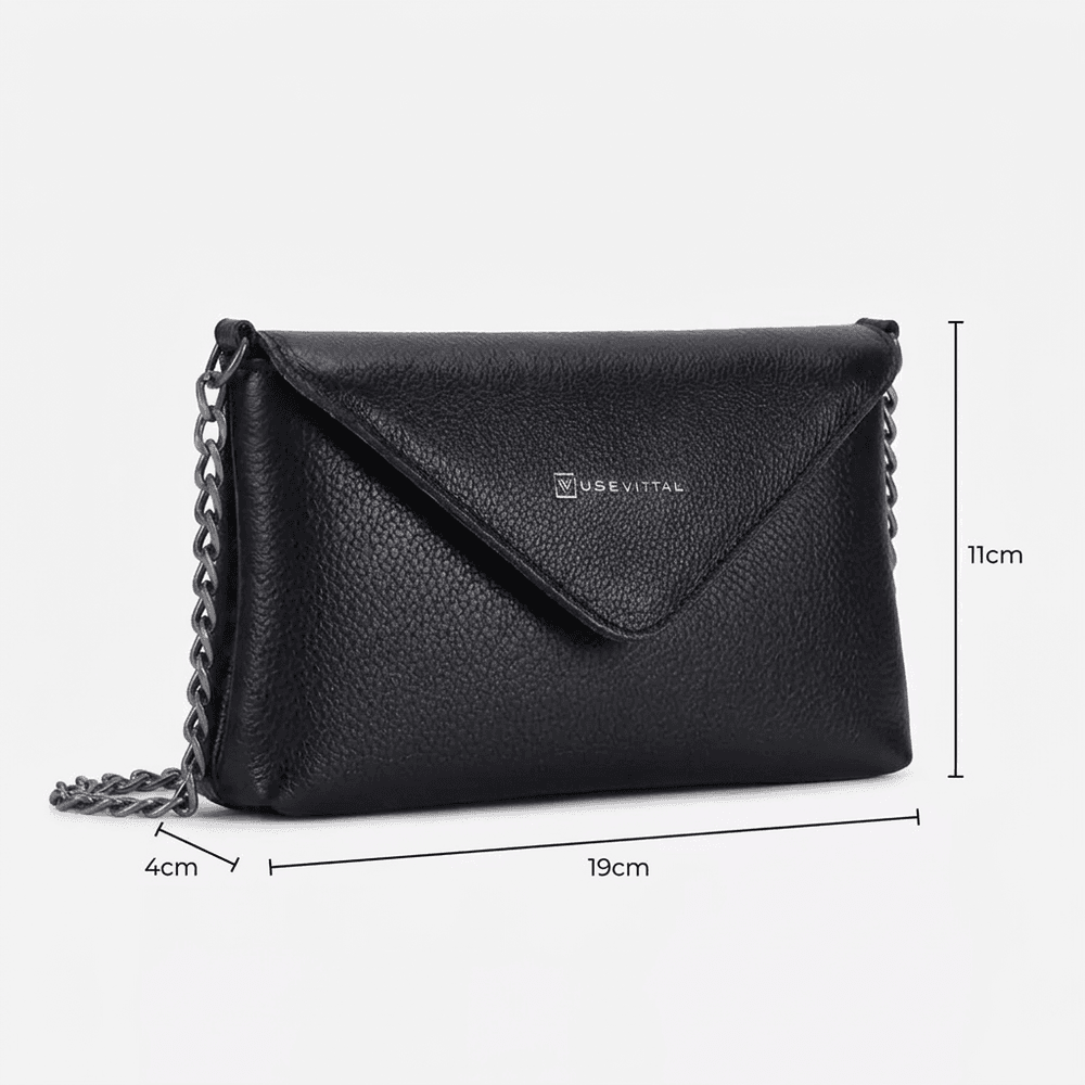 Bolsa Vittal Eloá em Couro Legítimo Preta