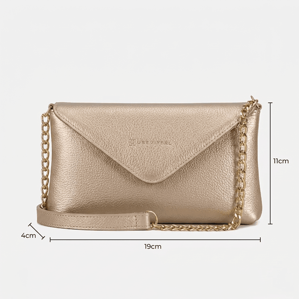 Bolsa Vittal Eloá em Couro Legítimo Dourada