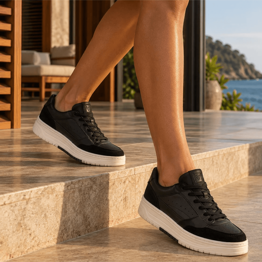Tênis Feminino Vittal Aura Preto Solado Flatform Confort