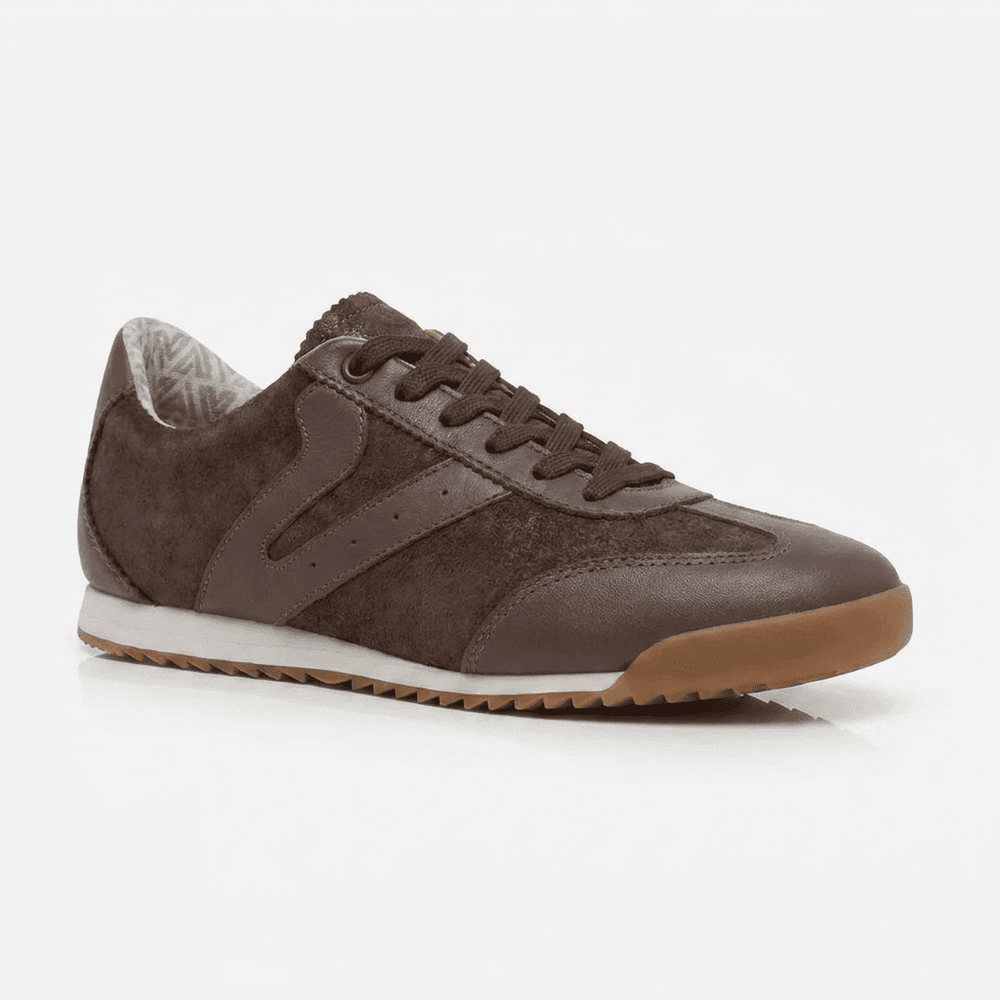 Tênis Feminino Couro Legítimo Naomi Café Casual Vittal Clássico Retrô 
