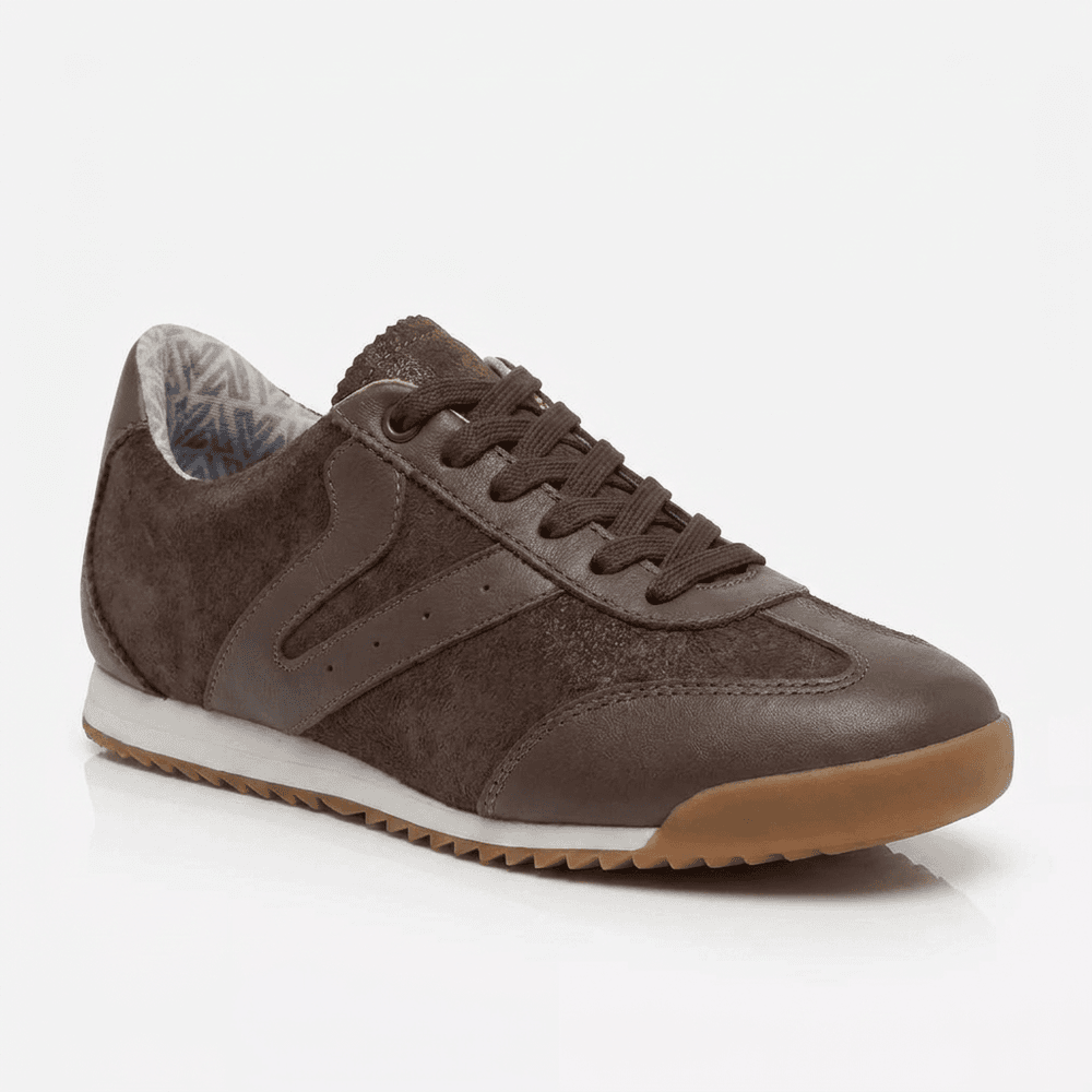 Tênis Feminino Couro Legítimo Naomi Café Casual Vittal Clássico Retrô 