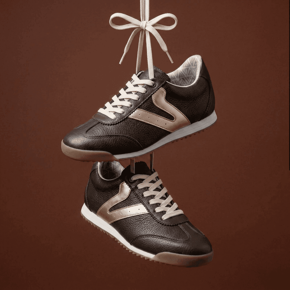 Tênis Feminino Couro Legítimo Naomi Café com Rosê Casual Vittal Clássico Retrô