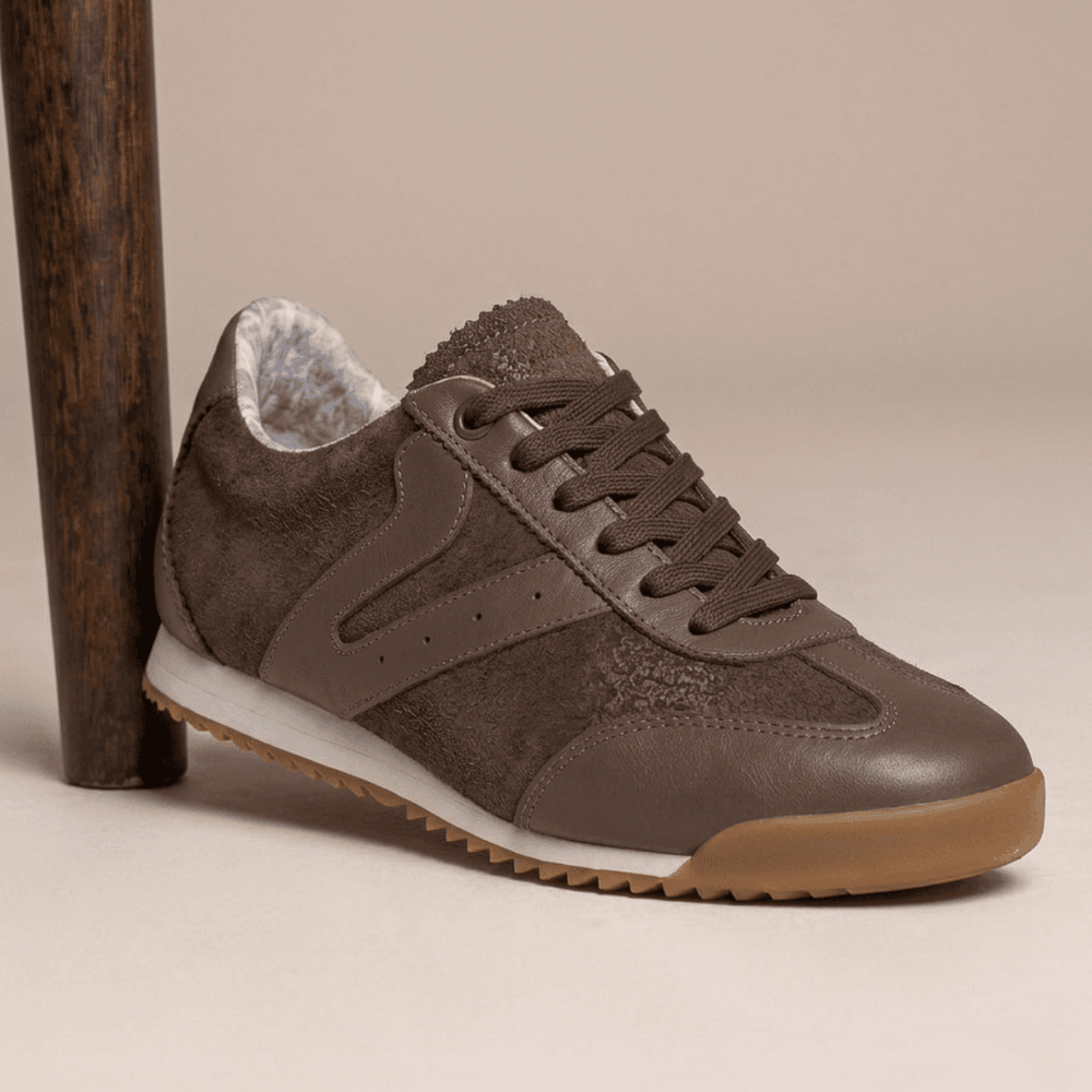 Tênis Feminino Couro Legítimo Naomi Café Casual Vittal Clássico Retrô 